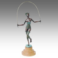 Figura Dancer Statue Lady Skip Bronze Sculpture TPE-597